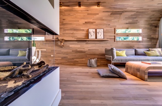 Lively Modern Apartment Interior Wrapped In Wood