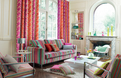 Living Room In Three Color Stripes