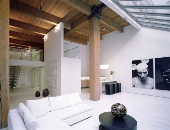 Contemporary Loft Design With an Artistic Interior Staircase