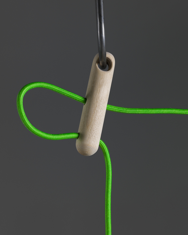 Log Lamp With Bright Green Cord