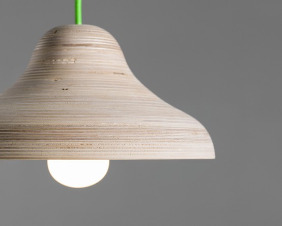 Log Lamp With Bright Green Cord