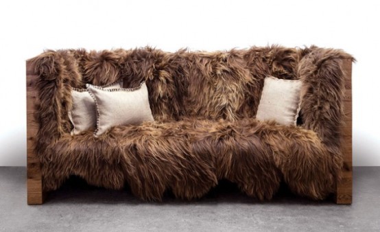 Long Wool Icelandic Sheepskin And Coyote Hide Furniture