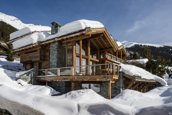 Luxurious Swiss Chalet With Lotsof Wood And Stone