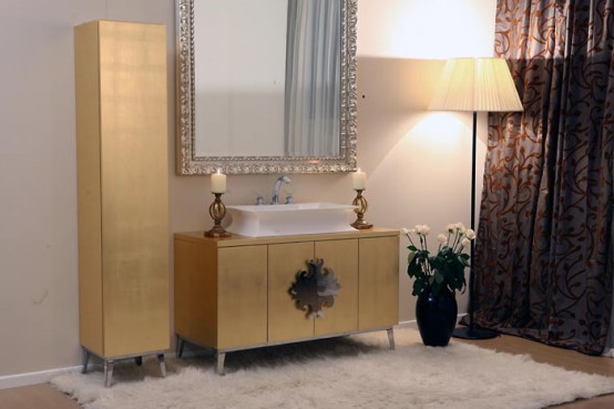 Luxury Bathroom Furniture With Gold Or Silver Covering Hermitage By Oasis