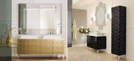 Luxury Bathroom Furniture With Gold Or Silver Covering Hermitage By Oasis