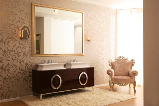 Luxury Bathroom Furniture With Gold Or Silver Covering Hermitage By Oasis