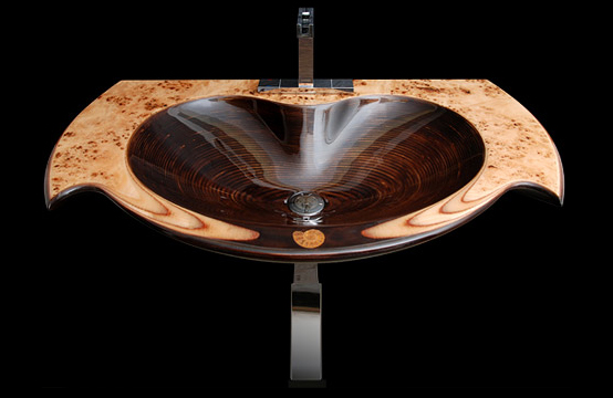 Luxury Custom-Made Wash Basins Made Of Natural Wood by Ammonitum