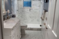 marble-inspired basement bathroom decor