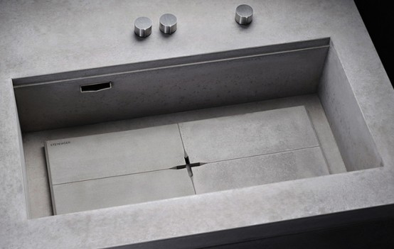 Masculine Kitchen Of Concrete And Dark Wood