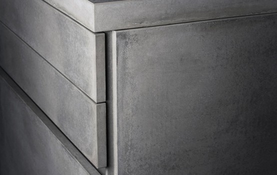 Masculine Kitchen Of Concrete And Dark Wood