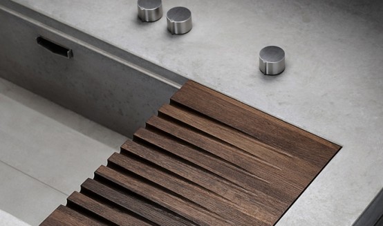 Masculine Kitchen Of Concrete And Dark Wood