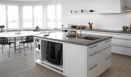 Matt White With Stainless Steel Kitchen