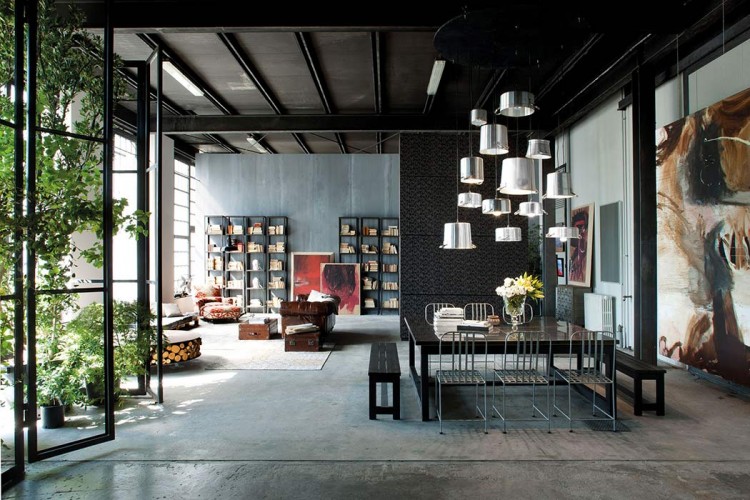 Milan Loft Design With Dark Industrial Metals In Decor