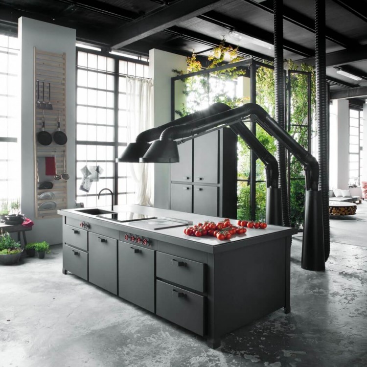 Picture Idea: Milan Loft Design With Dark Industrial Metals In Decor