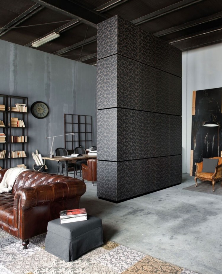 Milan Loft Design With Dark Industrial Metals In Decor