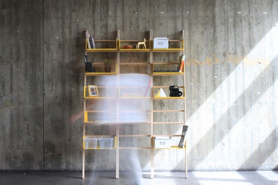 Mini Modular Library With Containers For Storage
