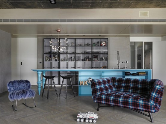 Minimal And Chic Taiwan Apartment With Turquoise Accents
