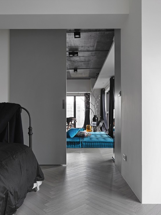 Minimal And Chic Taiwan Apartment With Turquoise Accents