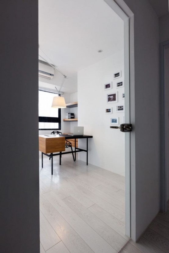 Minimalist Black And White Apartment With Colorful Touches