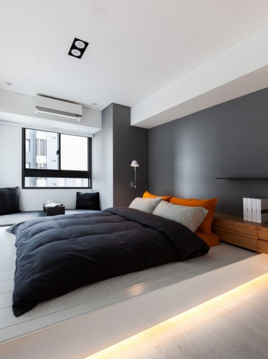 Minimalist Black And White Apartment With Colorful Touches
