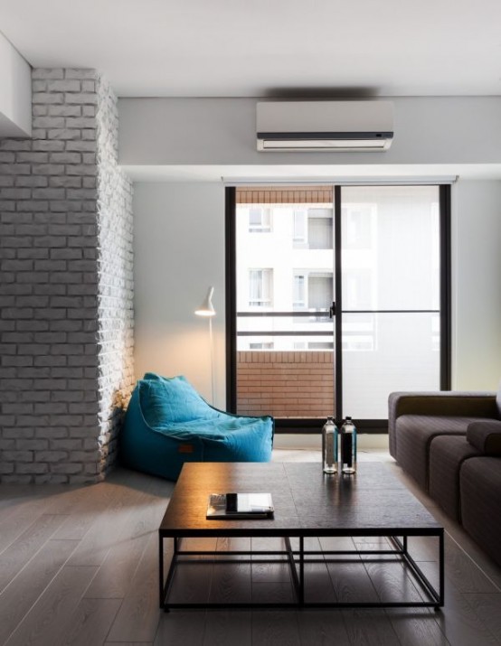 Minimalist Black And White Apartment With Colorful Touches
