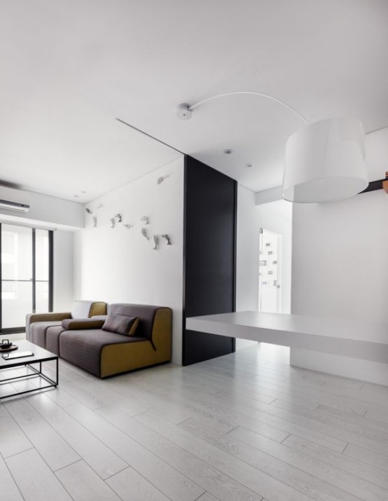 Minimalist Black And White Apartment With Colorful Touches