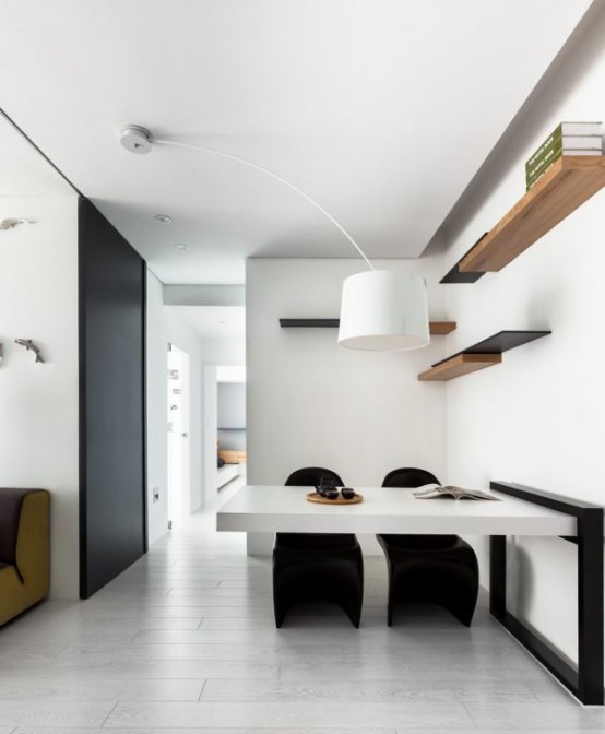 Minimalist Black And White Apartment With Colorful Touches