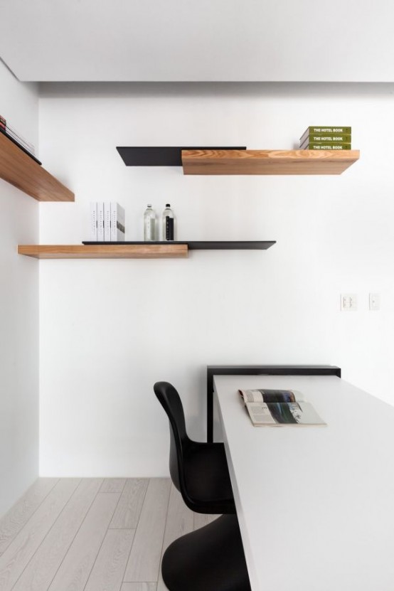 Minimalist Black And White Apartment With Colorful Touches