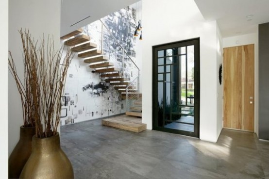 Minimalist Black Grey And White House With A Play Of Textures