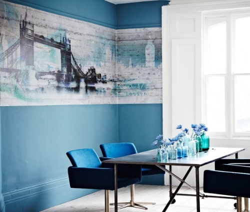 Minimalist Blue Dining Area