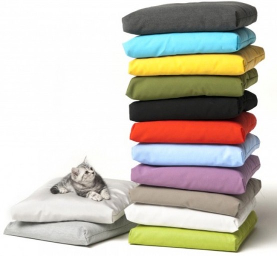 Minimalist Cat Shelter With Colorful Cushions