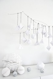 white paper advent calendar – diamonds and triangles is a stylish Nordic idea for a minimalist space