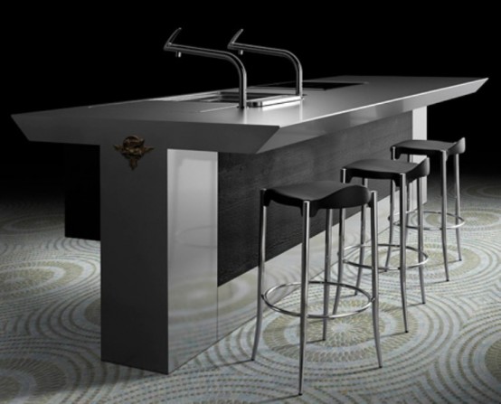 Minimalist Kitchen In Dark Grey