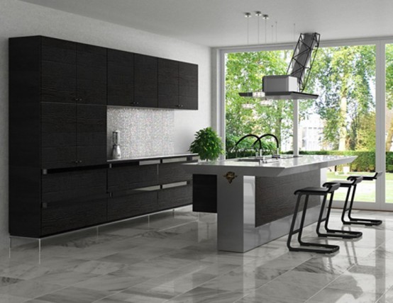 Minimalist Kitchen In Dark Grey