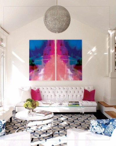 Minimalist Living Room With Colorful Art And Pillows Minimalist Living Room With Colorful Art And Pillows