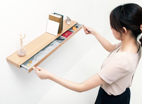 Minimalist Shelf With A Small Hidden Drawer