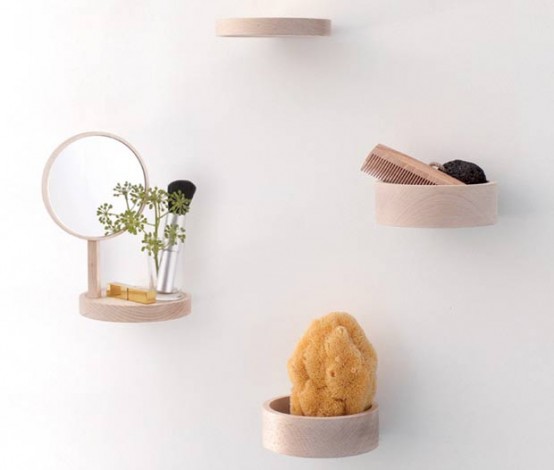 Minimalist Shelving System Of Natural Beech