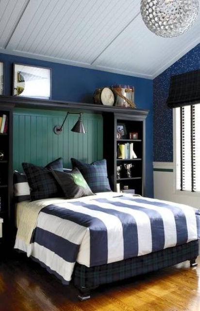 Combining a headboard with a storage unit is an another space saving idea for tiny bedrooms.