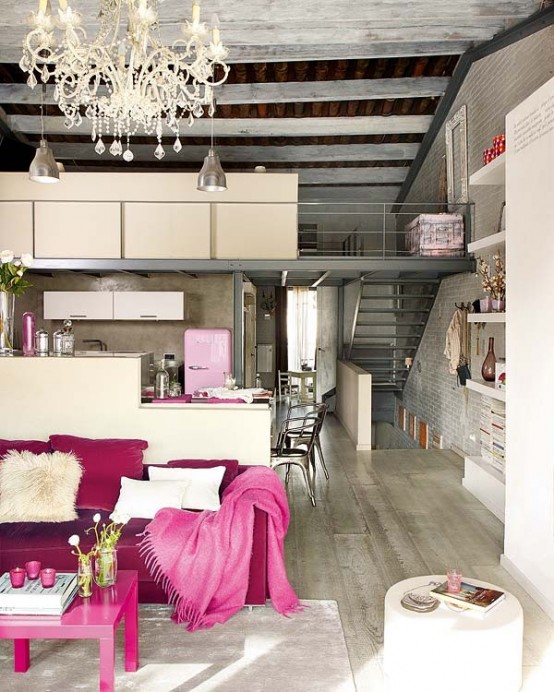 Modern And Vintage Interior In Shades Of Pink