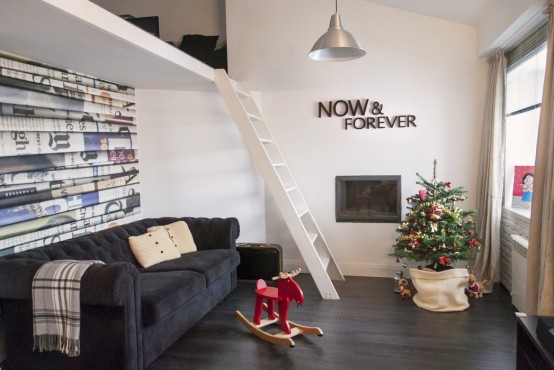 Modern Attic Loft With An Inside Balcony For Storage