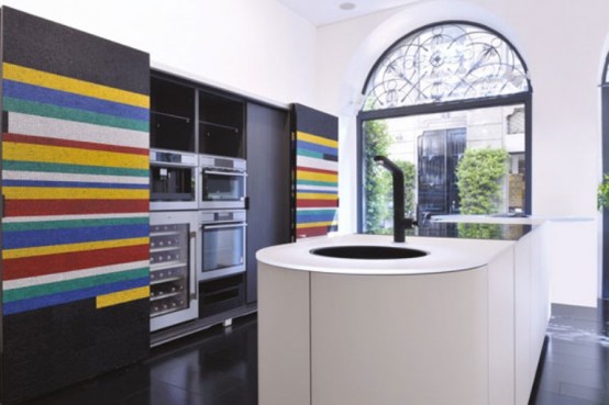 Modern Black And White Kitchen With Colorful Details