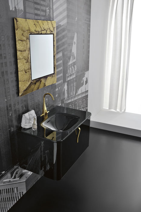 Modern Black Wallmounted Washbasin Cabinet