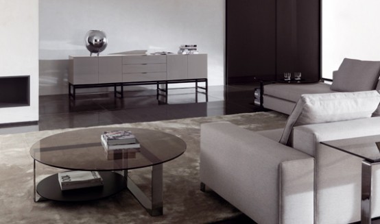 Modern Coffee Table With Glass Top Bresson By Minotti