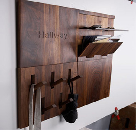 Modern and Compact Hallway Storage Solution Made of Wood