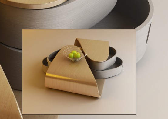 Modern Curved Coffee Table With Drawers