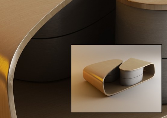 Modern Curved Coffee Table With Drawers