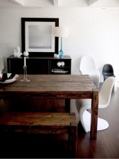 Modern Dining Area With Raw Wood Table
