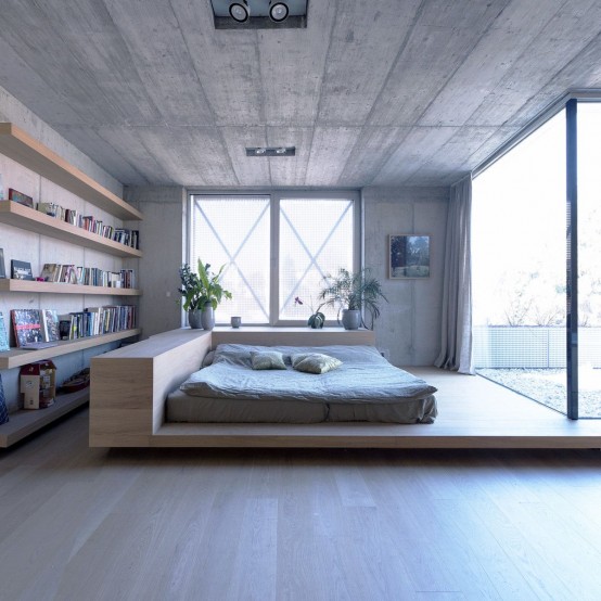 integrate your home library into your bedroom - place floating bookshelves on the wall and voila