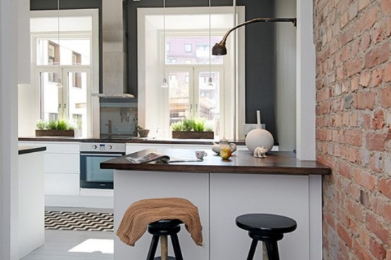 Modern Kitchen In Calm Shades With Industrial Touches