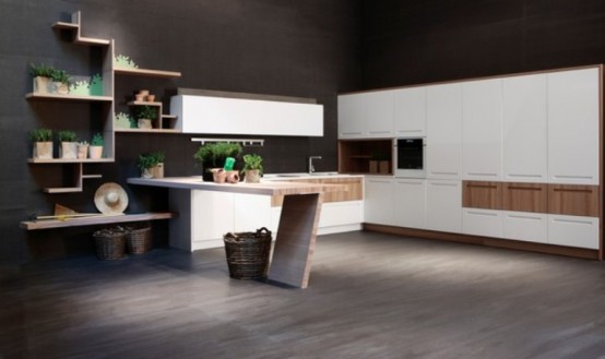 Modern Kitchen Of Natural Elm Wood By Stosa